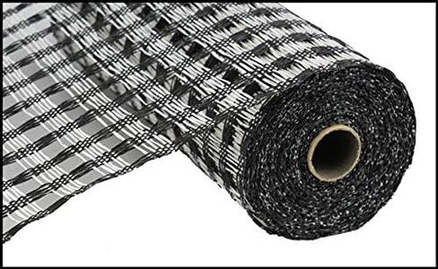 Craig Bachman 10" Poly Burlap Check Mesh: Black and Yellow (10 Yards) Fabric Mesh Ribbon, Wreath, Floral Arrangement, Swag, Crafting Mesh Ribbon in Saudi Arabia