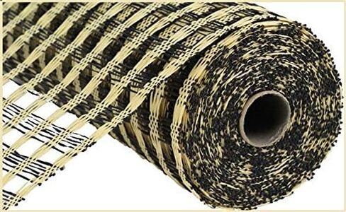 Craig Bachman 10" Poly Burlap Check Mesh: Black and Yellow (10 Yards) Fabric Mesh Ribbon, Wreath, Floral Arrangement, Swag, Crafting Mesh Ribbon in Saudi Arabia