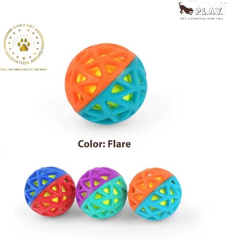 P.L.A.Y. Cute Outdoor Dog Toys - Go-Go Astro Ball Fetch Toy, Great for Puppies & Small, Medium, Large Dogs - Floats in Water, Bounces, Squeaker Tennis Ball Core, Beach & Pool Friendly (Flare) in Saudi Arabia