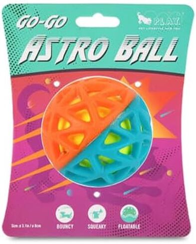 P.L.A.Y. Cute Outdoor Dog Toys - Go-Go Astro Ball Fetch Toy, Great for Puppies & Small, Medium, Large Dogs - Floats in Water, Bounces, Squeaker Tennis Ball Core, Beach & Pool Friendly (Flare) in Saudi Arabia