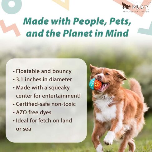 P.L.A.Y. Cute Outdoor Dog Toys - Go-Go Astro Ball Fetch Toy, Great for Puppies & Small, Medium, Large Dogs - Floats in Water, Bounces, Squeaker Tennis Ball Core, Beach & Pool Friendly (Flare) in Saudi Arabia