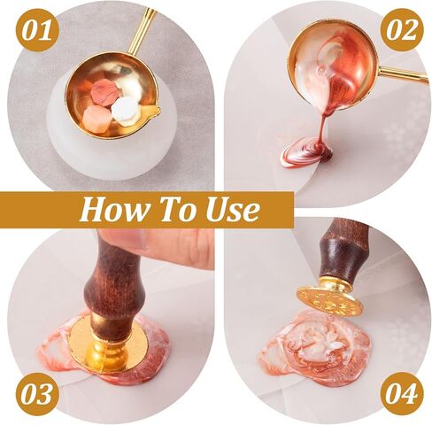 مجموعات ختم الختم 8 PCS ، ونحاس الختم شمع الطوابع والخشب مقبض لبطاقات دعوات الزفاف - 7 أنماط in Kuwait