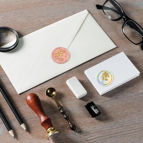مجموعات ختم الختم 8 PCS ، ونحاس الختم شمع الطوابع والخشب مقبض لبطاقات دعوات الزفاف - 7 أنماط in Kuwait