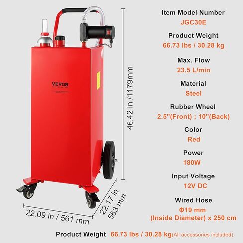 علبة وقود، سعة 35 جالون، خزان غاز على 4 عجلات، مع مضخة نقل يدوية، حاوية وقود ديزل بنزين للسيارات، جزازات العشب، مركبات الدفع الرباعي، القوارب، المزيد، أسود in Kuwait