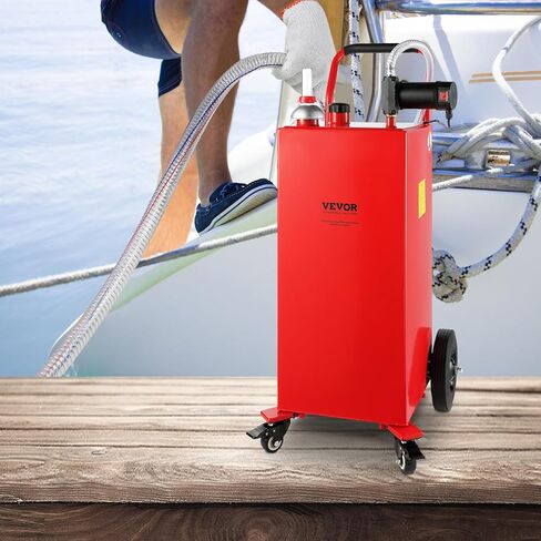 علبة وقود، سعة 35 جالون، خزان غاز على 4 عجلات، مع مضخة نقل يدوية، حاوية وقود ديزل بنزين للسيارات، جزازات العشب، مركبات الدفع الرباعي، القوارب، المزيد، أسود in Kuwait