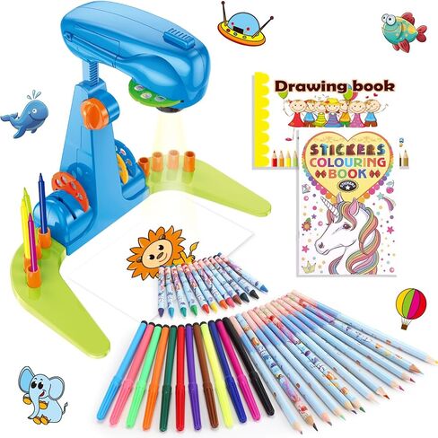 Sumsoltic Drawing Projector for Kids, Art and Craft Kit, Including Colored Pencils, Crayons, Coloring Books, Toys for 3+ Year Old Girls (Pink Drawing Kit v1) in Kuwait