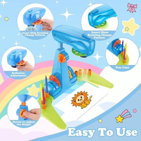 Sumsoltic Drawing Projector for Kids, Art and Craft Kit, Including Colored Pencils, Crayons, Coloring Books, Toys for 3+ Year Old Girls (Pink Drawing Kit v1) in Kuwait