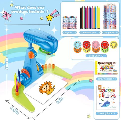 Sumsoltic Drawing Projector for Kids, Art and Craft Kit, Including Colored Pencils, Crayons, Coloring Books, Toys for 3+ Year Old Girls (Pink Drawing Kit v1) in Kuwait