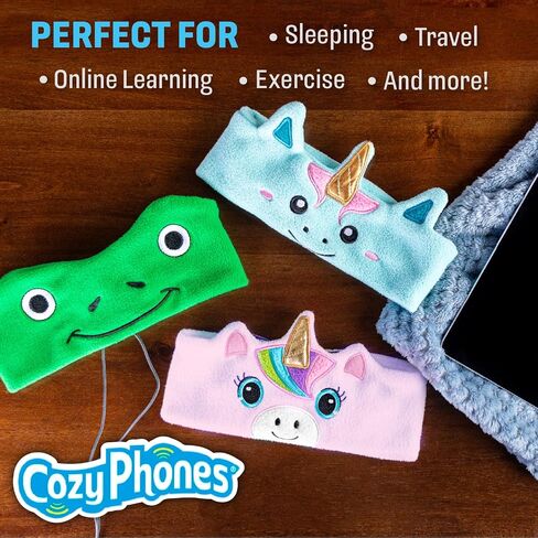 سماعات رأس CozyPhones فوق الأذن - سماعات رأس للأطفال ذات حجم محدود مع مكبرات صوت رفيعة وعصابة رأس قابلة للتمدد فائقة النعومة - يونيكورن وردي in Kuwait