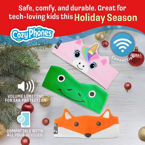 سماعات رأس CozyPhones فوق الأذن - سماعات رأس للأطفال ذات حجم محدود مع مكبرات صوت رفيعة وعصابة رأس قابلة للتمدد فائقة النعومة - يونيكورن وردي in Kuwait
