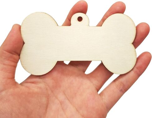 30-Pcs 4" Unfinished Dog Bone Paw Wood Cutouts | Blank Wooden Dog Bone Paw Ornaments to Paint for DIY Crafts Gift Tags Hanging Decorations Pet Home Party Decor (10cm, 2 Shapes, 15 Pcs/Shape) in Kuwait