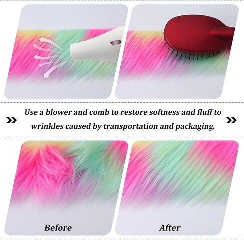 GORGECRAFT 4Pcs 150cm x 5cm Faux Fur Fabric Precut Strips Colorful Shaggy Plush Trim Rolls Fuzzy Craft Fur Ribbon for DIY Crafts Beard Hair Costume Pillows Christmas Decor in Saudi Arabia