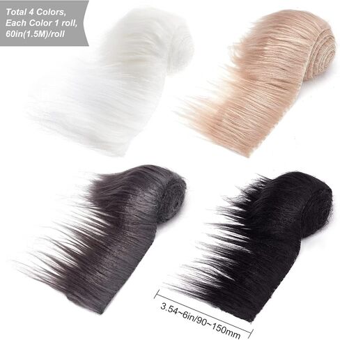 GORGECRAFT 4Pcs 150cm x 5cm Faux Fur Fabric Precut Strips Colorful Shaggy Plush Trim Rolls Fuzzy Craft Fur Ribbon for DIY Crafts Beard Hair Costume Pillows Christmas Decor in Saudi Arabia