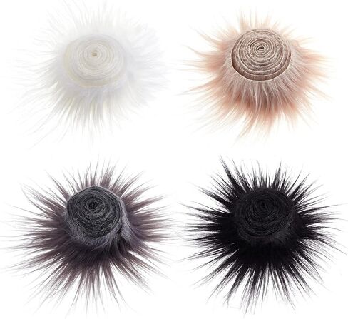 GORGECRAFT 4Pcs 150cm x 5cm Faux Fur Fabric Precut Strips Colorful Shaggy Plush Trim Rolls Fuzzy Craft Fur Ribbon for DIY Crafts Beard Hair Costume Pillows Christmas Decor in Saudi Arabia