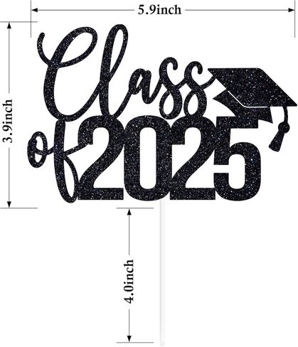 Glittery Class of 2025 Cake Topper, Black Graduation Cake Décor, You Did It, So Proud of You, Congrats Grad Party Decorations in Kuwait