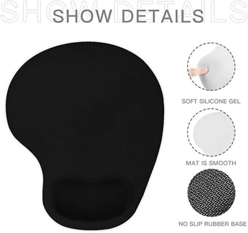 Custom Mouse Pad with Wrist Rest Personalized Mousepad with Your Picture Photo Logo for Computer Laptop Home & Office Desk Accessories, PureBlack in Kuwait