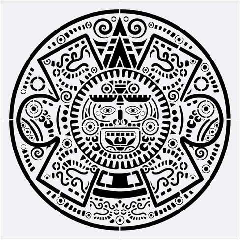 Stencil Stop Mayan Emblem Stencil - 12 x 12 inches - Reusable Stencils for Painting on Wood, Walls, Fabric & Rocks - Durable 14 Mil Mylar Plastic for DIY Crafts & Art Projects in Saudi Arabia