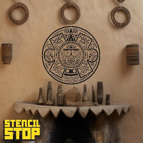 Stencil Stop Mayan Emblem Stencil - 12 x 12 inches - Reusable Stencils for Painting on Wood, Walls, Fabric & Rocks - Durable 14 Mil Mylar Plastic for DIY Crafts & Art Projects in Saudi Arabia