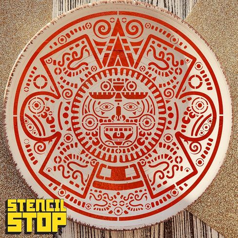 Stencil Stop Mayan Emblem Stencil - 12 x 12 inches - Reusable Stencils for Painting on Wood, Walls, Fabric & Rocks - Durable 14 Mil Mylar Plastic for DIY Crafts & Art Projects in Saudi Arabia