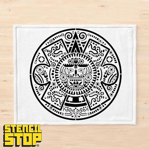 Stencil Stop Mayan Emblem Stencil - 12 x 12 inches - Reusable Stencils for Painting on Wood, Walls, Fabric & Rocks - Durable 14 Mil Mylar Plastic for DIY Crafts & Art Projects in Saudi Arabia