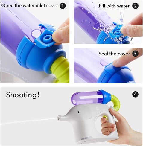 Mideer Elephant Water Gun for Kids, Electric Powerful Water Squirt Gun with 200 Blasters, Transparent Automatic Water Guns IPX7 Waterproof, Continuous Water Blaster Beach Pool Toys for Kids (Blue) in Saudi Arabia
