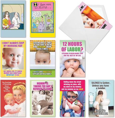NobleWorks - 10 Assorted Funny Mothers Day Greeting Cards Bulk Box Set with Envelopes, Humor for Mom, Daughter, Sister, Girlfriend (10 Designs, 1 Each) Memories of Motherhood AC6783MDG-B1x10 in Saudi Arabia