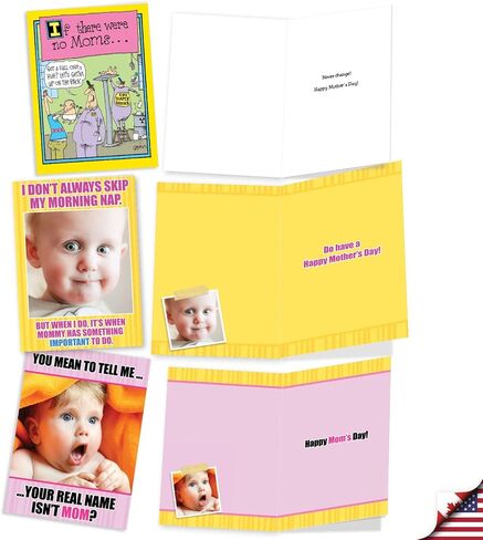 NobleWorks - 10 Assorted Funny Mothers Day Greeting Cards Bulk Box Set with Envelopes, Humor for Mom, Daughter, Sister, Girlfriend (10 Designs, 1 Each) Memories of Motherhood AC6783MDG-B1x10 in Saudi Arabia