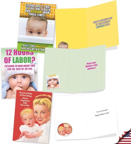 NobleWorks - 10 Assorted Funny Mothers Day Greeting Cards Bulk Box Set with Envelopes, Humor for Mom, Daughter, Sister, Girlfriend (10 Designs, 1 Each) Memories of Motherhood AC6783MDG-B1x10 in Saudi Arabia