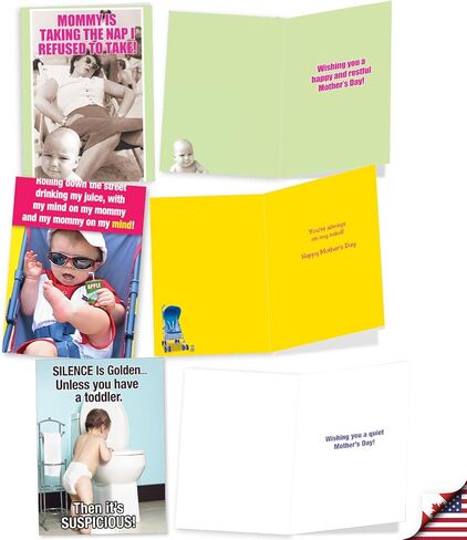 NobleWorks - 10 Assorted Funny Mothers Day Greeting Cards Bulk Box Set with Envelopes, Humor for Mom, Daughter, Sister, Girlfriend (10 Designs, 1 Each) Memories of Motherhood AC6783MDG-B1x10 in Saudi Arabia