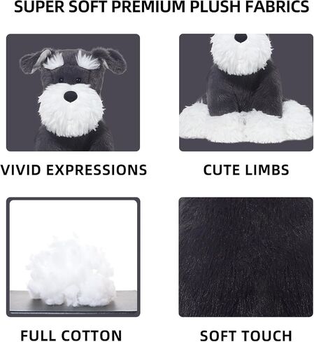 حيوانات محشوة Schnauzer Puppy Plush Toys 11 بوصة ناعمة وراحة الكلب الكلب للأولاد والبنات ، رمادي/أبيض in Saudi Arabia