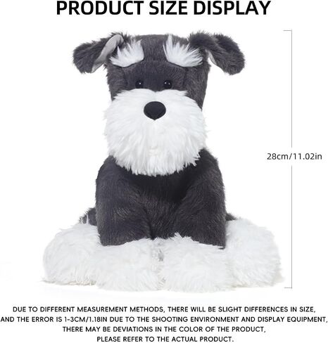 حيوانات محشوة Schnauzer Puppy Plush Toys 11 بوصة ناعمة وراحة الكلب الكلب للأولاد والبنات ، رمادي/أبيض in Saudi Arabia