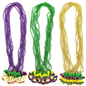 Jollylife 21pcs Mardi Gras Beads Beads Bulk: Purple Gold Green Green Metallic Bead Carnival Parade Party Supplies