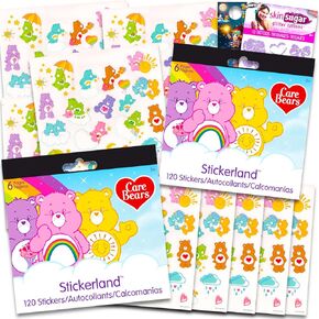 Care Bears Sticker Pack for Girls ، Kids - Care Bears Party Party Bundle مع 12 ورقة ملصقات Bears بالإضافة إلى الوشم المؤقت ، المزيد | مجموعة لوازم الحفلات الدببة