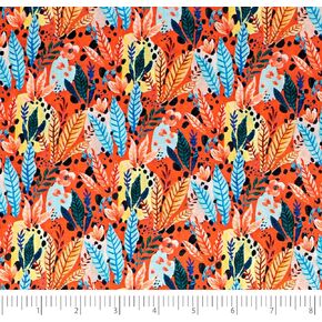 Stitch & Sparkle ، الأقمشة الخفيفة الوزن ، القطن 100 ٪ ، Voile & Lawn ، Leafs Leafs الأزرق ، مقطوعة من الفناء ، 54 بوصة