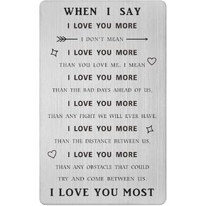 SOUSYOKYO When I Say I Love You More Gifts for Him Men Romantic, Fathers Day Card Man, Mini Love Note, Husband Anniversary Card from Wife Unique Birthday, Steel Metal Stuff Boyfriend Present