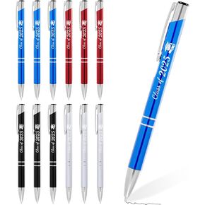 NEWEST 12 Pieces Graduation Pens, Class of 2025 Graduation Cap Ballpoint Pen 0.5mm Black Ink Pens Retractable Graduations Gift Pen for High School College University Senior Graduates (4 Colors)