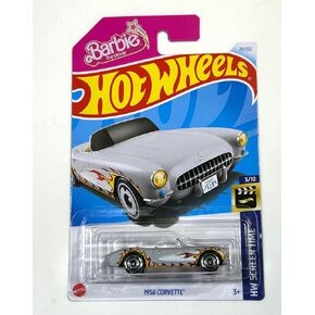 Hot Wheels 2024-1956 Corvette - Barbie - Gray with Flames - HW Screen Time 3/10
