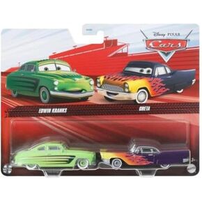 Disney Cars Toys and Cars 3 ، Edwin Kranks و Greta 2-Pack ، 1:55 Scale Die-Cast Fan Mosticles for Racing and Storysing Fun