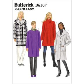 أنماط Butterick B6107 معطف Misses ، حجم ZZ