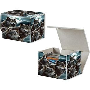 Card Deck Box, MTG Commander Deck Box for Trading Cards, 100+ Sleeved Cards with PU Leather Magnetic Card Storage Box for TCG CCG Magic Cards - Wolfs