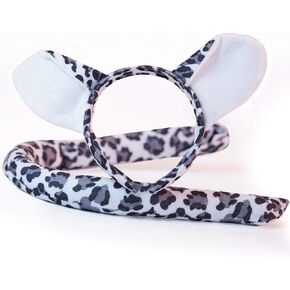 Squirrel Products Snow Leopard Headband Ears and Tail Costume Accessory Set, One Size Fits All Ages 3+