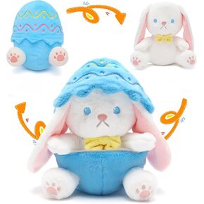 IUTOYYE Easter Bunny Stuffed Animal with Removable Easter Eggshell, 7.08 inch Easter Bunny Plush Hide in Easter Egg Plush for Girls Boys Adult(Pink)