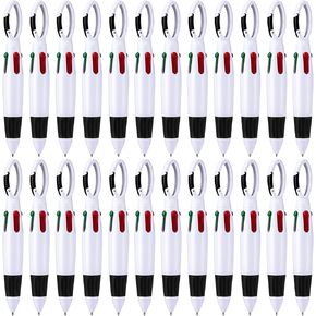 50 Pieces Carabiner Shuttle Pens 4-in-1 Retractable Ballpoint Pens with Buckle Clip on Top Small Multicolor Badge Pens for School Office Supplies Students Nurse Gift