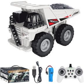 Remote Control Dump Truck, 2.4Ghz 11 Channel Construction Vehicle Toy with Lights Music, Electric Truck Toys for Kids Birthday Gift Ages 3+