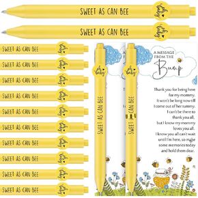 50 مجموعة من Bee Baby Shower Favors للضيوف الحلو كما يمكن أن يكون Bee Ballpoins أقلامًا مع رسالة من بطاقات المعايدة وعلاقاتها عن جنس دش الطفل تكشف عن هدايا تذكارية شكرًا لك