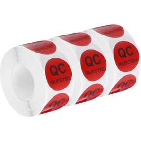 MECCANIXITY Inventory QC Rejected Stickers Labels 25mm/1" Red for Inventory Warehouse Stock, 1 Roll 500 Piece