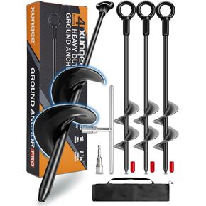 18 Inch Ground Anchors with Power Nut Driver Drill Bit,Ground Anchors Screw in,Trampoline Anchors High Wind Heavy Duty for Tent,Swing Sets,Securing Animals,Sheds,Carports