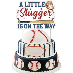 Cheereveal A Slugger Little على الطريق Topper Topper ، وبيسبول ديكورات استحمام الطفل للصبي ، وديكورات كعكة ذات طابع البيسبول ، والرياضة تحت عنوان جنس عيد الميلاد تكشف لوازم الحفلات