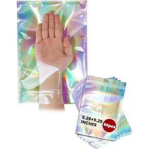 أكياس ثلاثية الأبعاد 50pcs أكياس مايلر 6 × 9 بوصات حقيبة قابلة لإعادة الاستغناء عن الحفلات لتخزين الأطعمة للأعمال التجارية الصغيرة (اللون المجسم) (50pcs-6x9 بوصة)