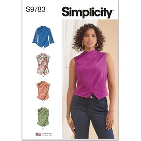 Simplicity Misses' Tops Sewing Pattern Packet, Design Code S9783, Sizes 6-8-10-12-14, Multicolor